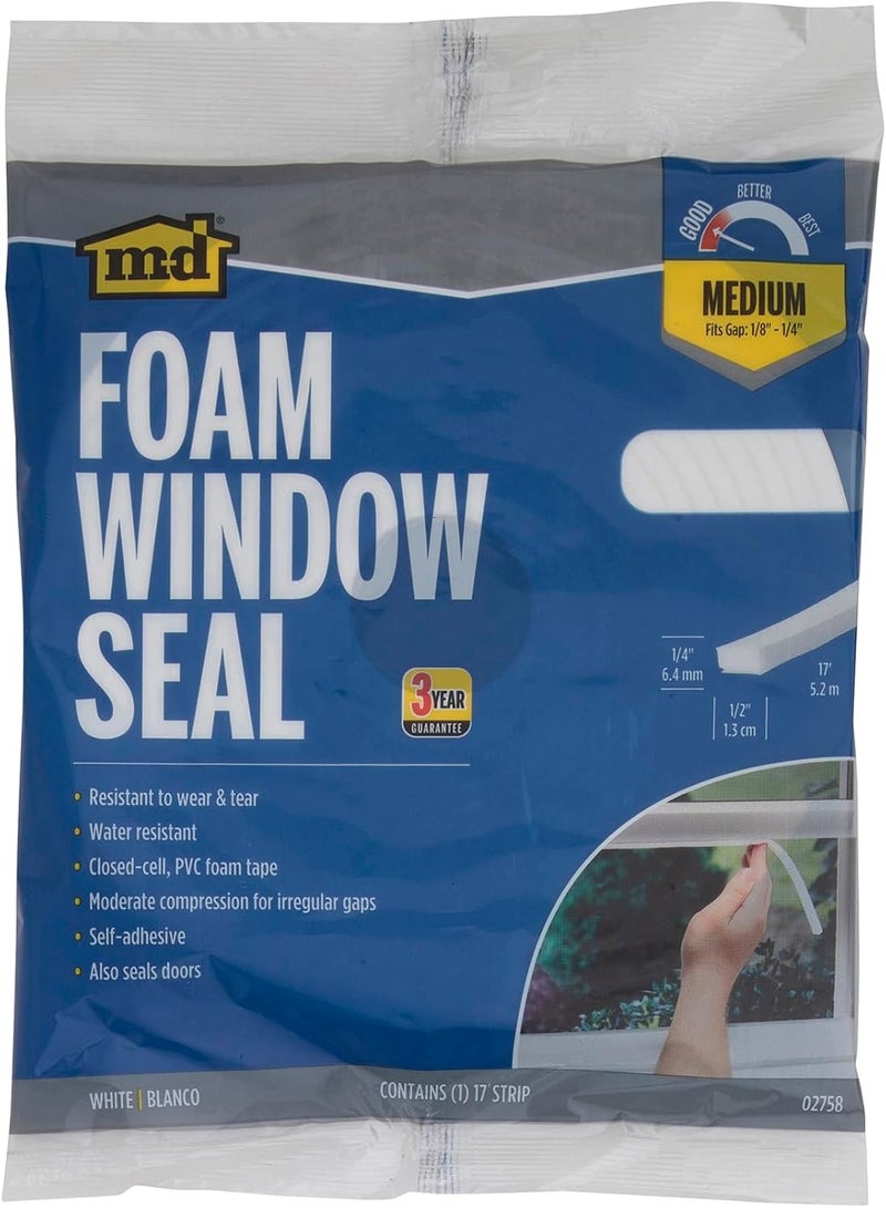 M-D Building Products 2758 Closed-Cell Weather-strip, 1/2 In W X 17 Ft L X 1/4 In T, White - Image 4