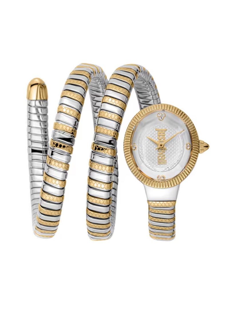 Just Cavalli ساعة يد نسائية بعد الحفلة بتصميم تناظري من الفولاذ المقاوم للصدأ بلونين JC1L269M0055 - Image 1
