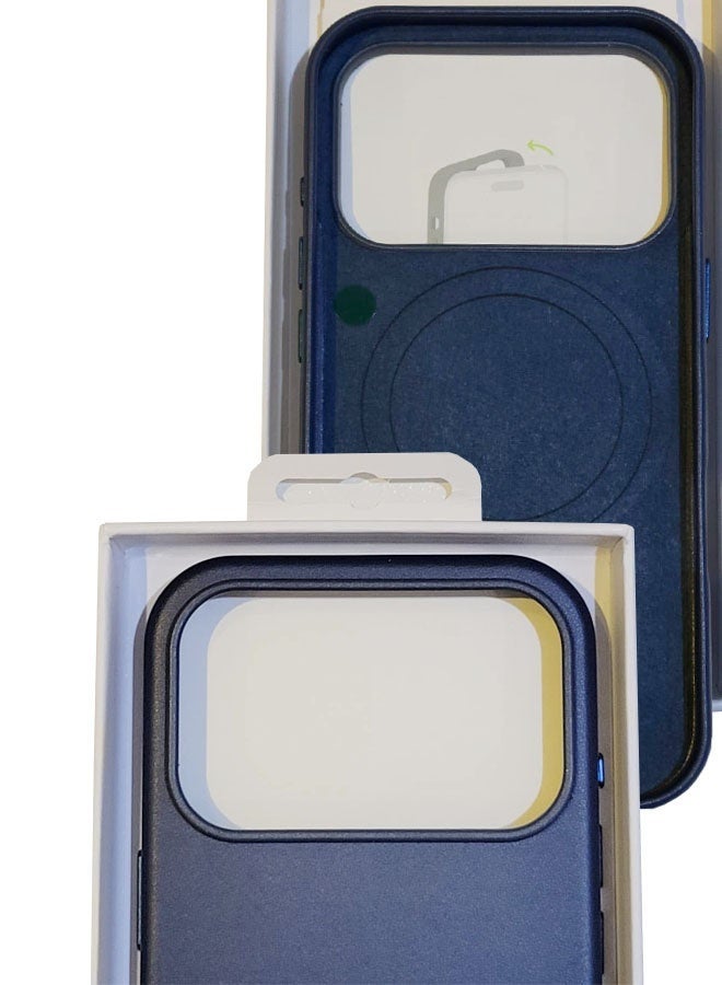 Premium Leather iPhone 17 Pro Max Protective Case - Pacific Blue - Image 1