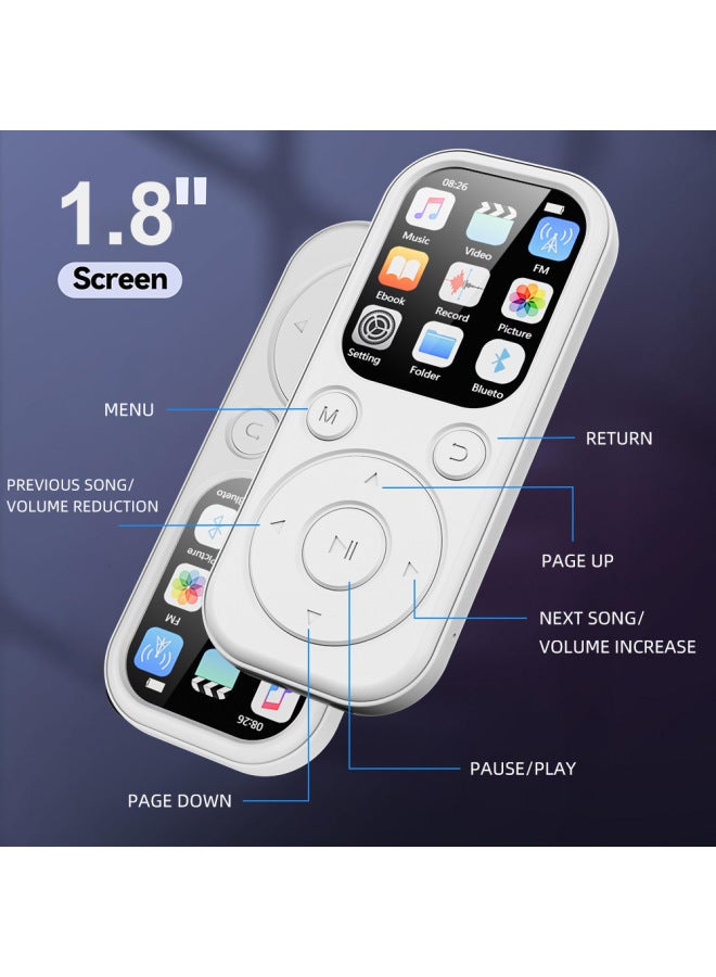 Beauenty 【Edition】 MP3/MP4 Music Player Electronic Radio 2-inch HD Screen Walkman-Body Color:White-Memory Capacity:8GB - Image 3