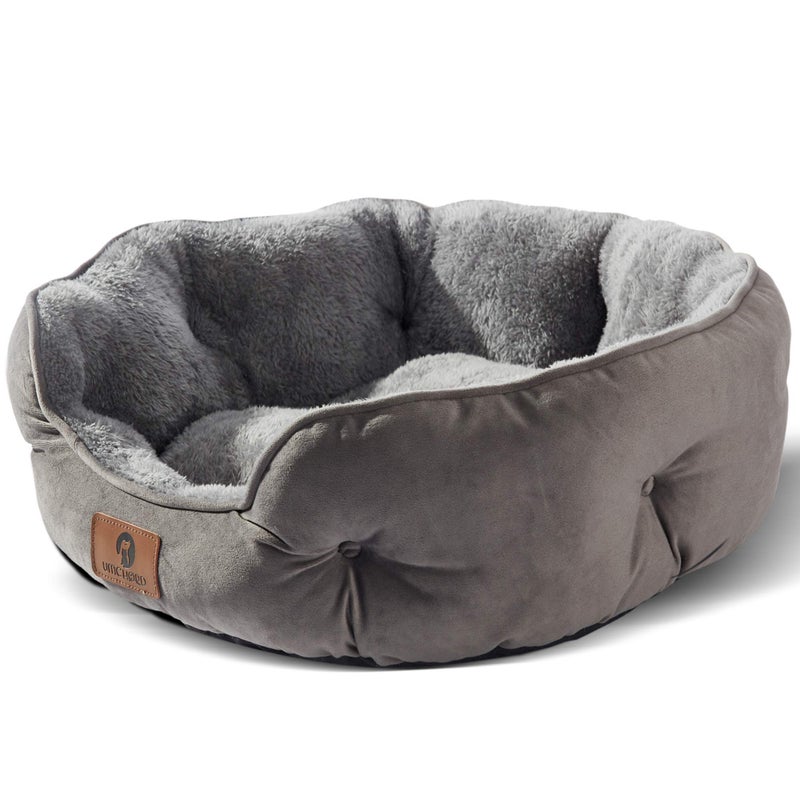 Asvin Small Dog Bed for Small Dogs, Cat Beds for Indoor Cats, Pet Bed for Puppy and Kitty, Extra Soft & Machine Washable with Anti-Slip & Water-Resistant Oxford Bottom, Grey - Image 1