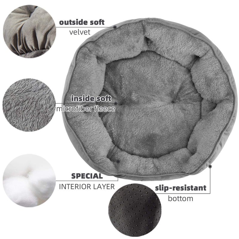 Asvin Small Dog Bed for Small Dogs, Cat Beds for Indoor Cats, Pet Bed for Puppy and Kitty, Extra Soft & Machine Washable with Anti-Slip & Water-Resistant Oxford Bottom, Grey - Image 4
