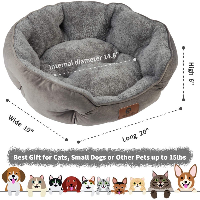 Asvin Small Dog Bed for Small Dogs, Cat Beds for Indoor Cats, Pet Bed for Puppy and Kitty, Extra Soft & Machine Washable with Anti-Slip & Water-Resistant Oxford Bottom, Grey - Image 3