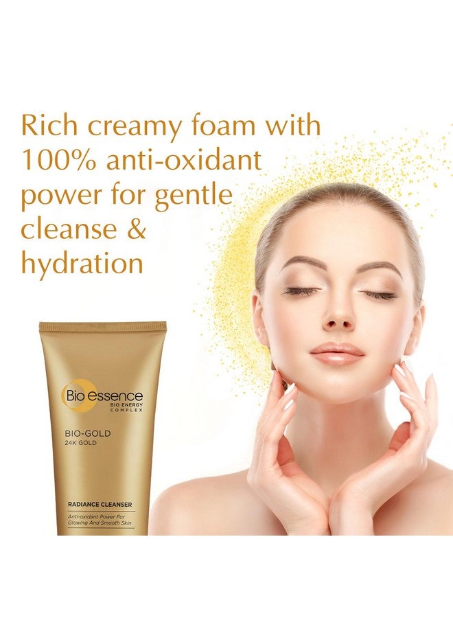 Bio Essence 24K Gold Radiance Face Cleanser, Niacinamide Face Wash For Women, Collagen Amino Acid, Hydrating Face Cleanser For Glowing Skin, Ideal For All Skin Types, Antioxidant, Anti Ageing, 100G - Image 3