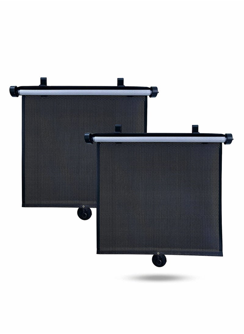 KASTWAVE - Car Side Window Sun Shade (2 Pack) | Retractable Car Roller Sunshade for Kids, Pets | Baby Car Window Shades for UV and Sun Glare Protection | Car Window Blinds for Privacy Blackout 15"x17" - Image 1