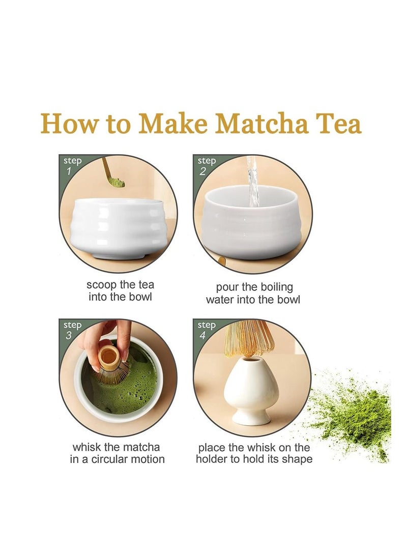SYOSI Japanese Matcha Tea Set - Authentic Matcha Ceremony Accessories: Matcha Whisk, Ceramic Bowl and Whisk Holder, Traditional Scoop - The Perfect Set for Traditional Matcha Preparation - Image 4