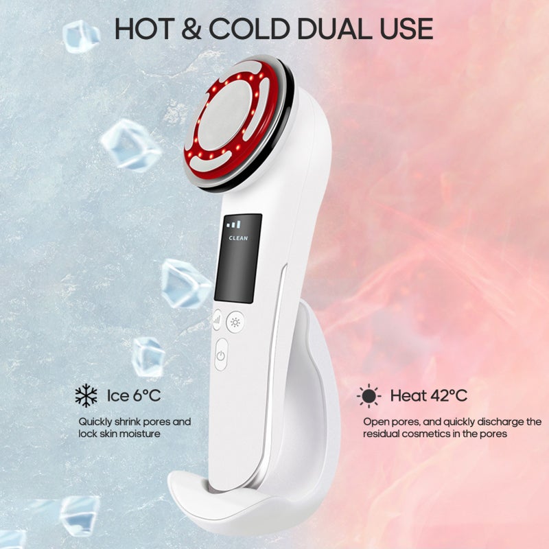 Hot & Cold Beauty Device: White Food-Grade Enlarged Massage Head - Multi-Mode Skin Care Tool With 304 Stainless Steel Conductive Sheet for Whole Face Skin Texture Improvement - Image 5