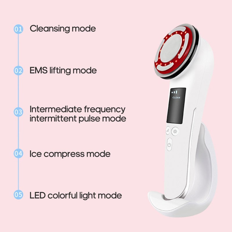 Hot & Cold Beauty Device: White Food-Grade Enlarged Massage Head - Multi-Mode Skin Care Tool With 304 Stainless Steel Conductive Sheet for Whole Face Skin Texture Improvement - Image 3