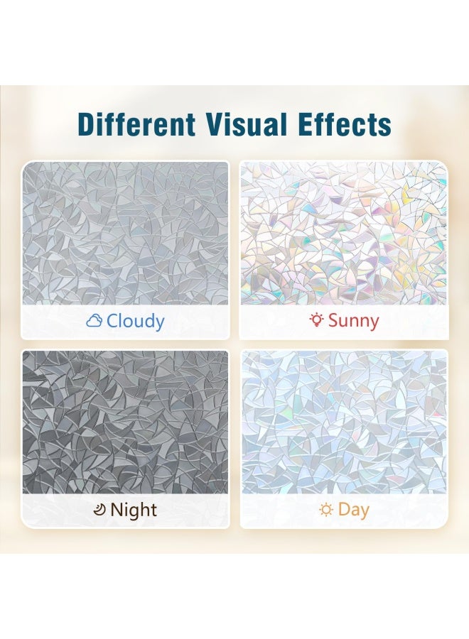 Rabbitgoo Window Privacy Film  3D Rainbow Window Clings  Decorative Window Vinyl  Stained Glass Window Decals - Image 5