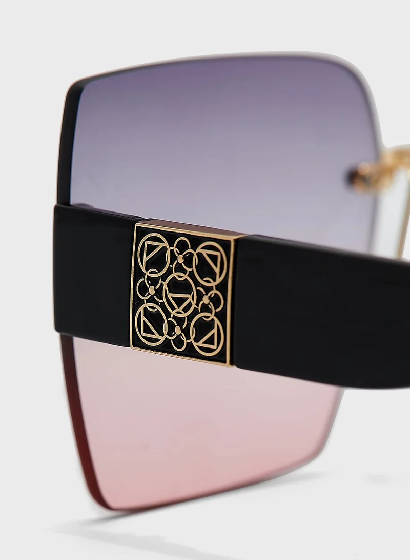 ELLA Oversized Square Rimless Ombre Sunglasses