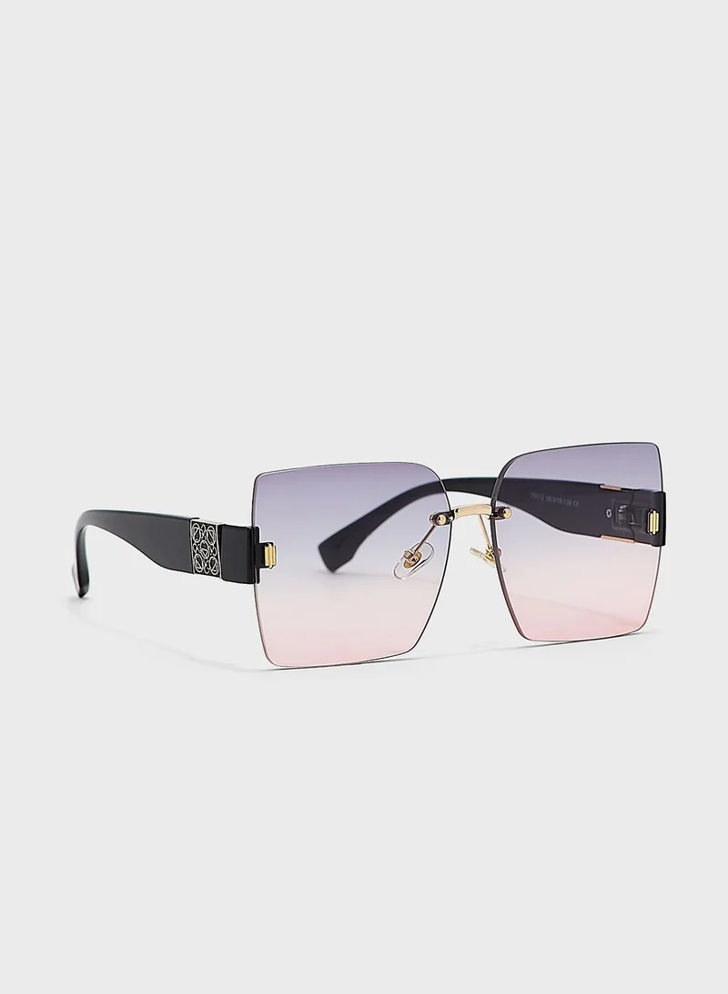 ELLA Oversized Square Rimless Ombre Sunglasses