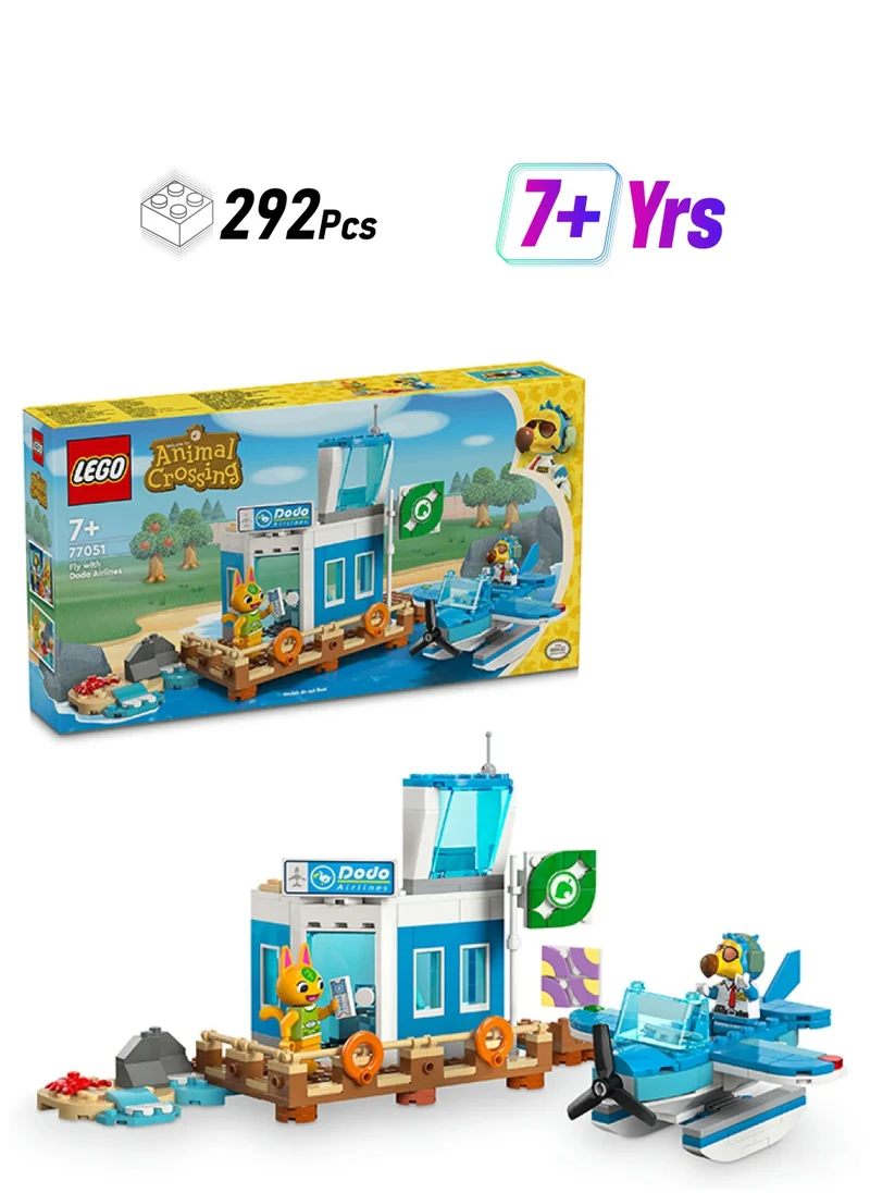 LEGO Animal Crossing Fly with Dodo Airlines Airport Playset, Plane Toy for 7 Plus Year Old Girls & Boys, with a Pilot Minifigure, Set Inspired by the Video Game Series, Birthday Gift for Kids 77051