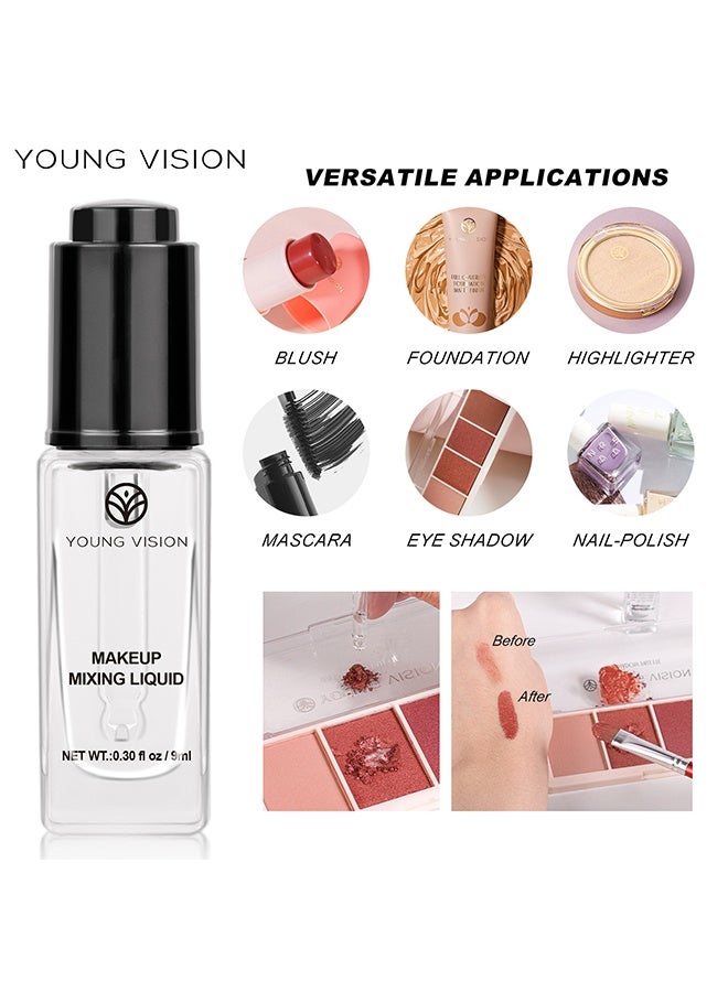 YOUNG VISION Makeup Mixing Liquid - Eyeshadow/Foundation Mixing Medium, Eyeliner Sealer, Pigment Enhancer, Glitter Adhesive, Waterproof Custom Makeup Converter, 9ml - Image 3
