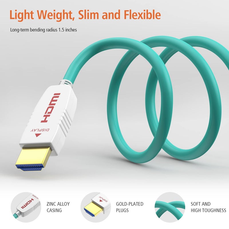 RUIPRO 8K Fiber Optic HDMI Cable 50 Feet 48Gbps 8K60Hz 4K120Hz Dynamic HDR eARC HDCP2.2/2.3 for RTX4080/4090/3080/3090, Xbox S/X, PS5/4, AVR, Projector, LG/Samsung/Sony TV - Image 5