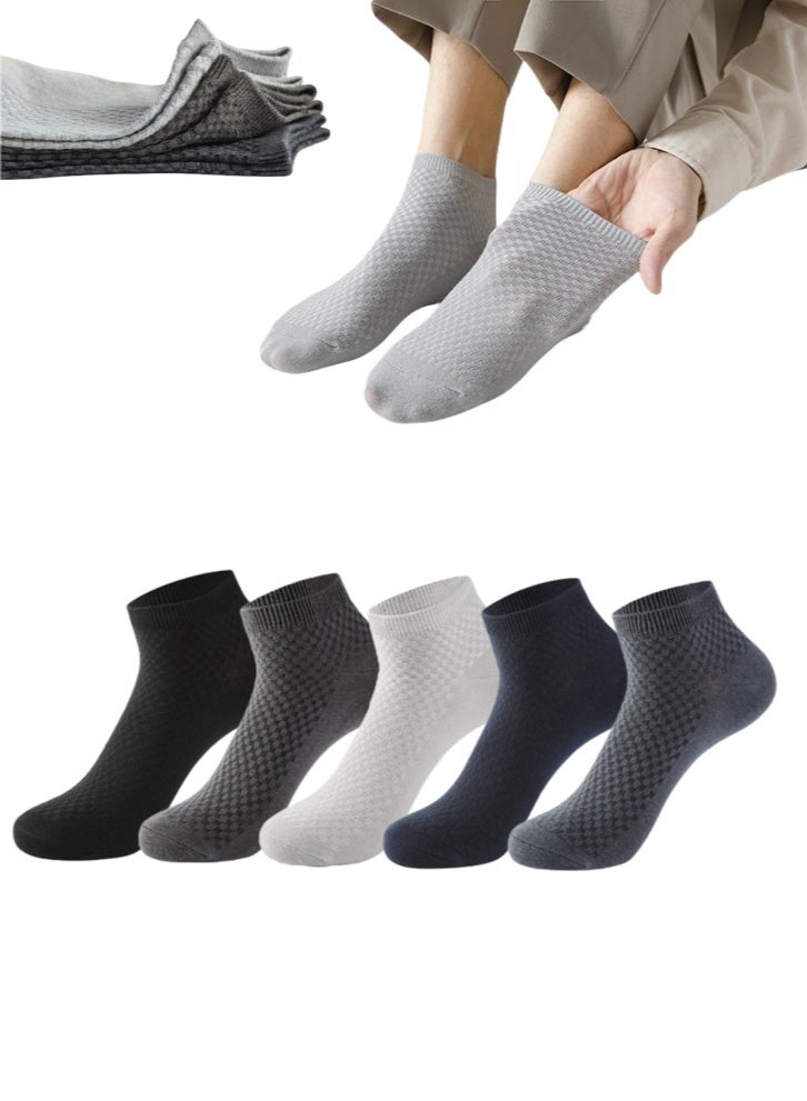 لولكس جوارب رجالية من الخيزران من Lullaxx، قصة منخفضة حتى الكاحل، جوارب رسمية، تمتص الرطوبة، مناسبة لجميع المواسم، نمط مخطط بمجموعة متنوعة من الألوان لملابس العمل غير الرسمية - Image 1