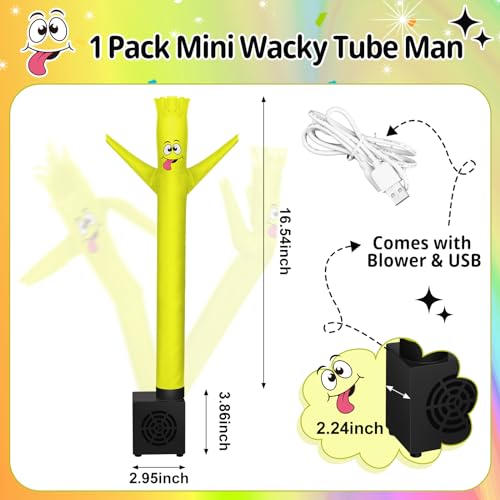 Poen Mini Wacky Waving Inflatable Tube Guy for Kids Gift with Blower Gag Inflatable Tube Man Birthday Desktop Decor Dancing Blow up Man for Office Party Decor(Cute) - Image 2