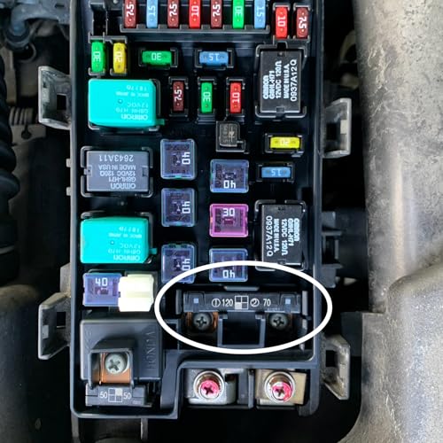 EAPP 38231-SFY-003 38231SFY003 كتلة متعددة (120 أمبير / 70 أمبير) فيوز A مع براغي بديل متوافق لسيارات هوندا أكورا أكورد بايلوت أوديسي MDX RL TL - Image 4