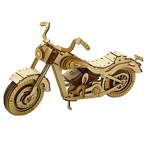Bitopbi 3D Wooden Puzzles Laser Engraving DIY Safe Assembly Constructor Kit Toy for Teens and Adults (Motorcycle) - Image 3