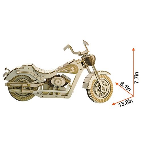 Bitopbi 3D Wooden Puzzles Laser Engraving DIY Safe Assembly Constructor Kit Toy for Teens and Adults (Motorcycle) - Image 2