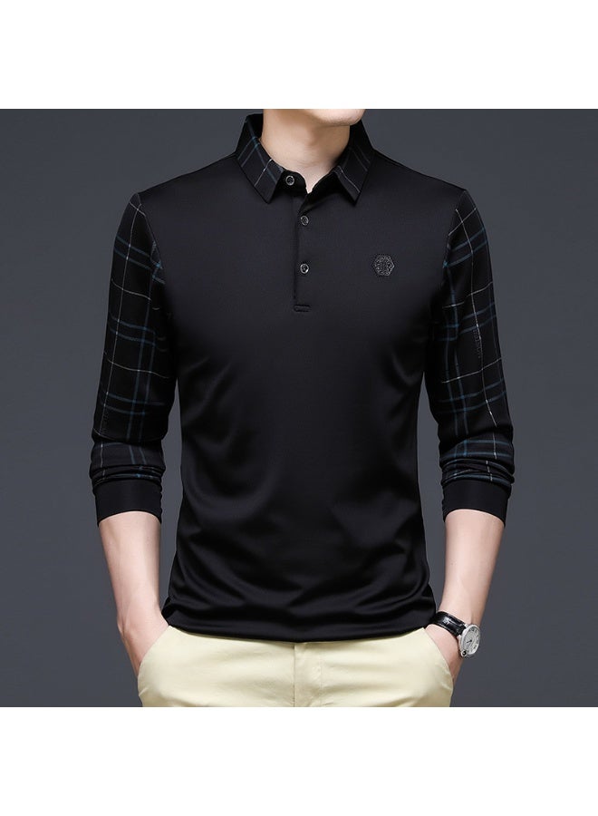 Long Sleeve Polo Shirt For Middle-aged Young Men Light Business Lapel T-shirt Top Men's Base Layer Top - Image 1