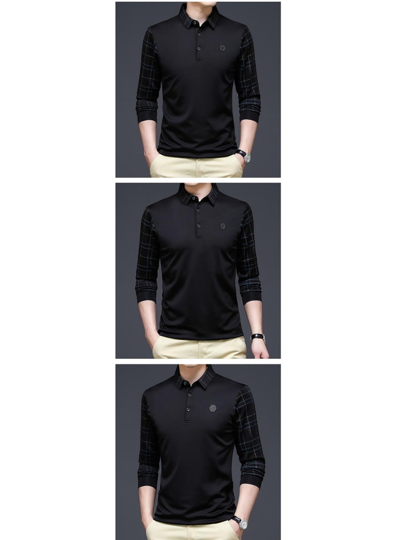 Long Sleeve Polo Shirt For Middle-aged Young Men Light Business Lapel T-shirt Top Men's Base Layer Top - Image 2