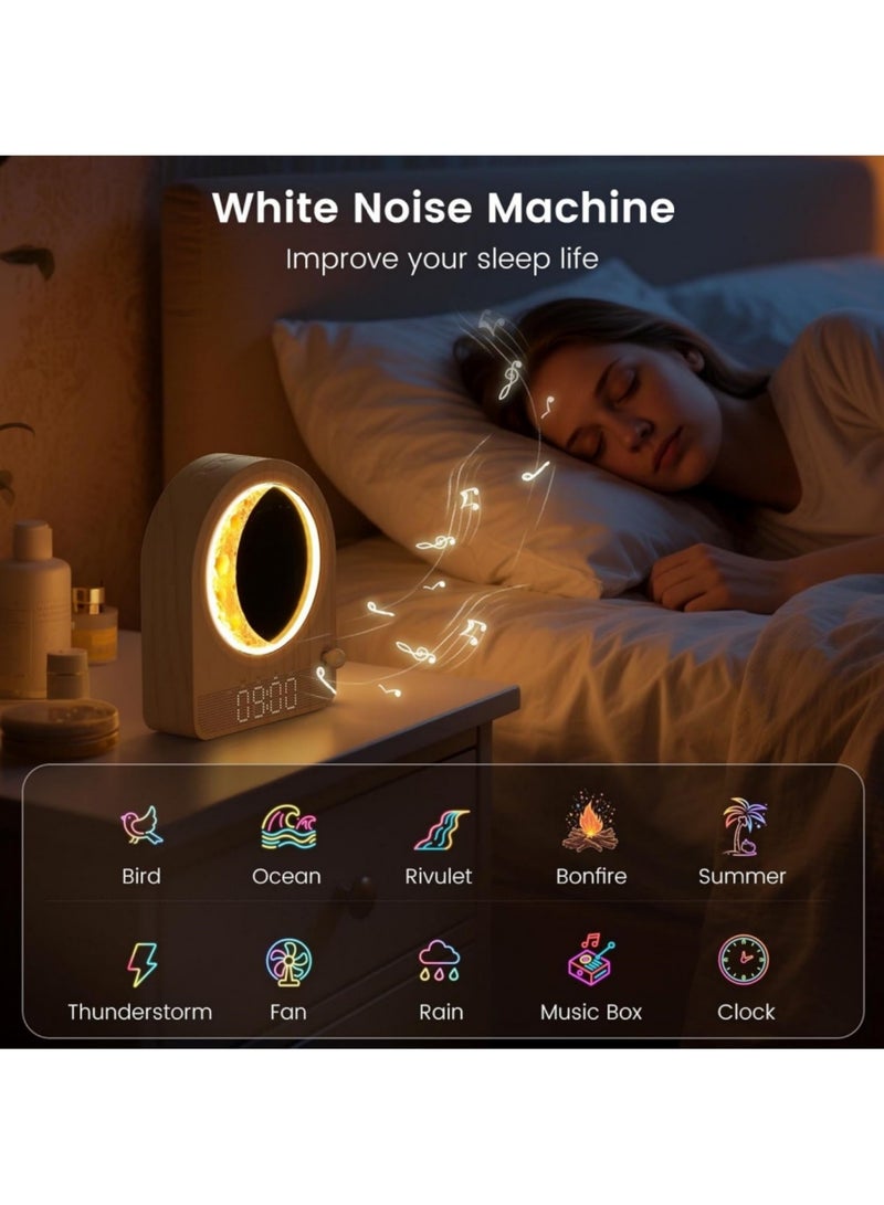 Adando Sunrise Alarm Clock, White Noise Machine & Meteor Moonlight - 10 Soothing Sounds, Dual Alarms, 30/60/90min Timer, Easy Snooze - Bedroom Gift for Insomnia Adults/Women - Image 4