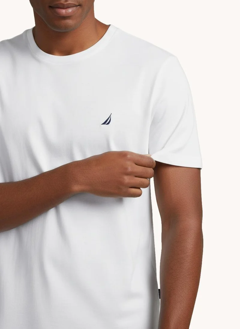 نوتيكا Men Regular Fit Short Sleeve Solid Crew Neck T-Shirt for Everyday Casual Wear-White