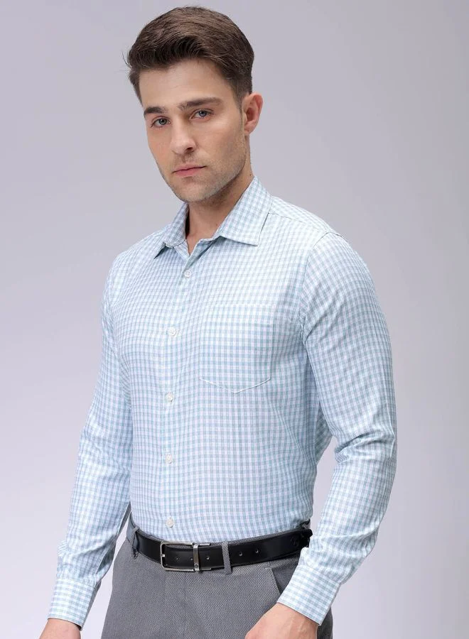 The Indian Garage Co Men Slim Fit Checkered Full Sleeves Cutaway Collar Formal Shirt