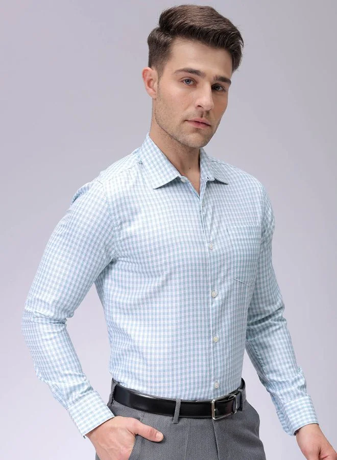 The Indian Garage Co Men Slim Fit Checkered Full Sleeves Cutaway Collar Formal Shirt