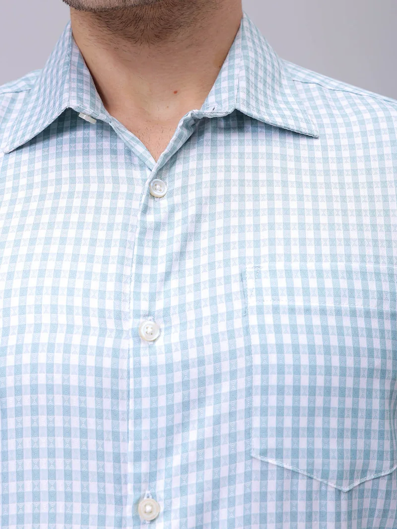 The Indian Garage Co Men Slim Fit Checkered Full Sleeves Cutaway Collar Formal Shirt