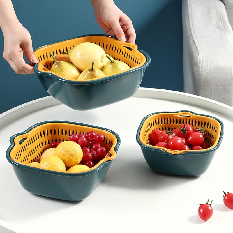 klarako Six-Piece Washing Vegetable Baskets in The Kitchen Fruit Baskets Multi-layer Stackable Vegetable Sinks, Colanders & Food Strainers, Strainer and Washing Fruits and Vegetables Kitchen Colander Set - Image 4