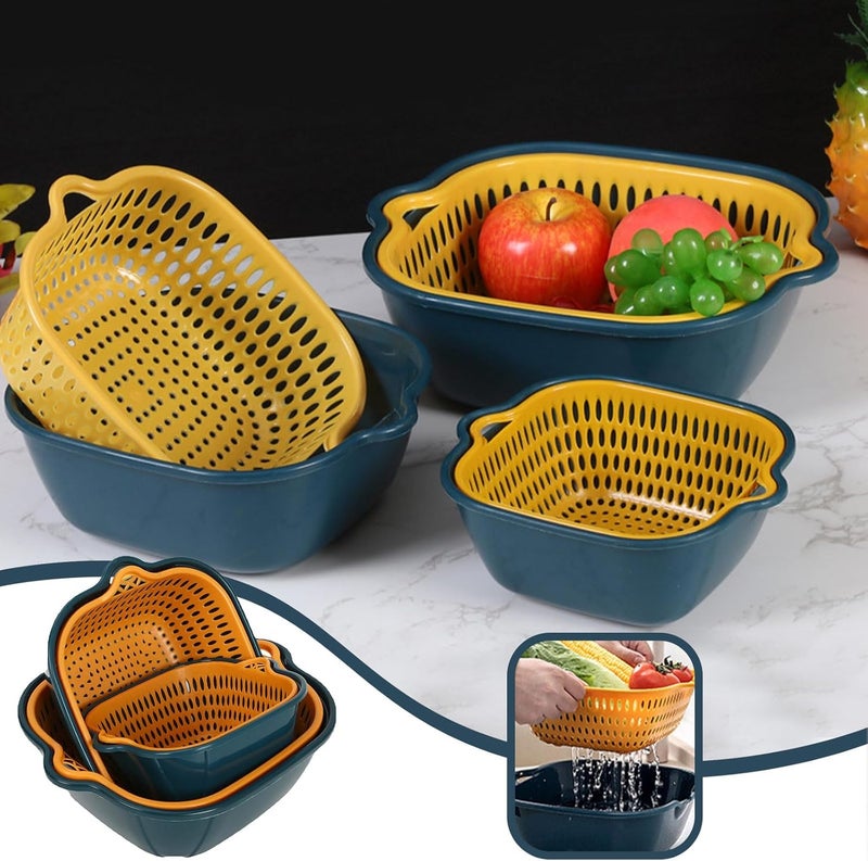 klarako Six-Piece Washing Vegetable Baskets in The Kitchen Fruit Baskets Multi-layer Stackable Vegetable Sinks, Colanders & Food Strainers, Strainer and Washing Fruits and Vegetables Kitchen Colander Set - Image 2