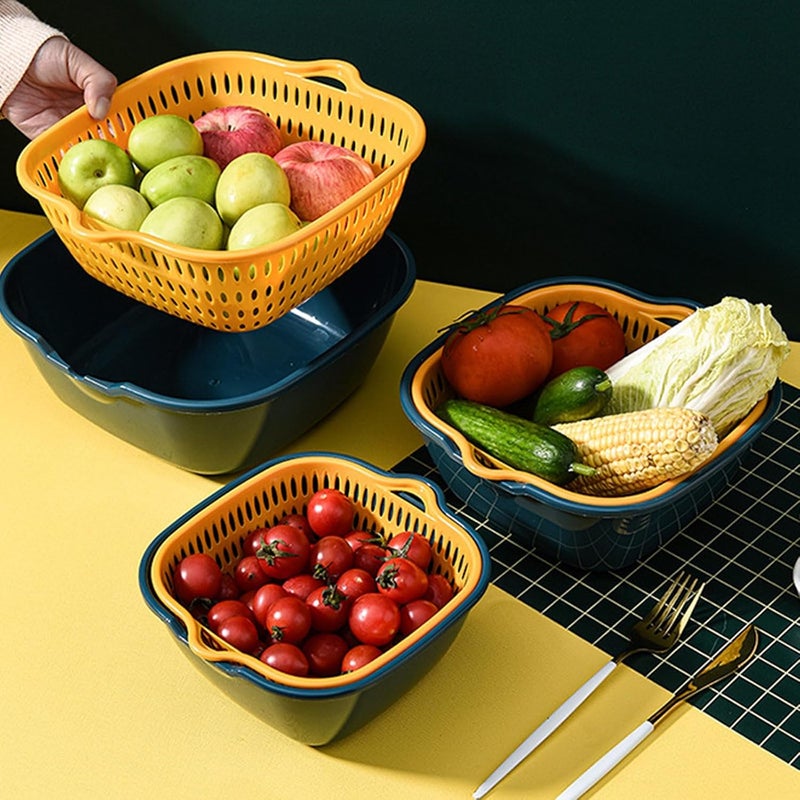 klarako Six-Piece Washing Vegetable Baskets in The Kitchen Fruit Baskets Multi-layer Stackable Vegetable Sinks, Colanders & Food Strainers, Strainer and Washing Fruits and Vegetables Kitchen Colander Set - Image 1