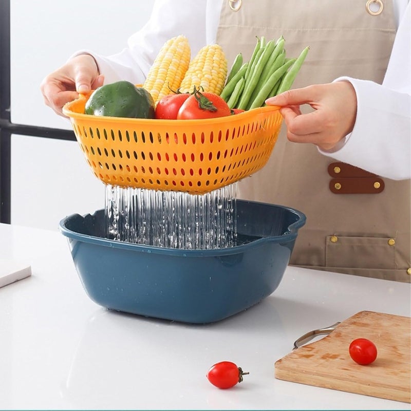 klarako Six-Piece Washing Vegetable Baskets in The Kitchen Fruit Baskets Multi-layer Stackable Vegetable Sinks, Colanders & Food Strainers, Strainer and Washing Fruits and Vegetables Kitchen Colander Set - Image 5