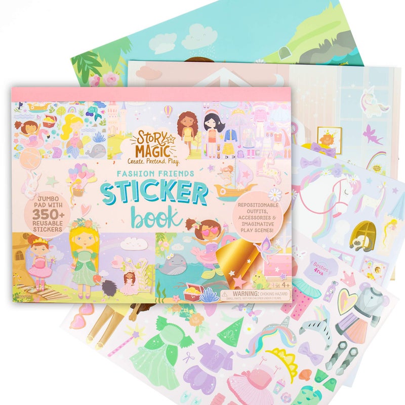 Story Magic Large Sticker Book by Horizon Group USA, Create Your Own Magical Adventures Inside a 14" x 11" Sticker Book, Over 350 Repositionable Stickers, Sticker Books for Kids 2-4 - Image 2