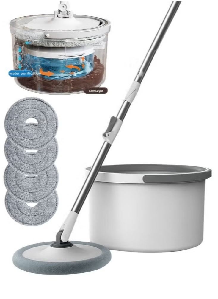 Golau - 360 Degree Rotating Mop and Bucket Flat Self-Separating Laminating Mop Set with 4 Microfiber Pads and Extendable Handle Perfect for Cleaning All Kinds of Floors - Image 1