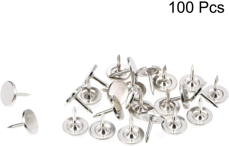 TOP-VIGOR 100pcs Silver Flat Head Upholstery Tacks, Heavy Duty Push Pins, 9.5 x 10mm Decorative Thumb Tacks for Wall, Cork Board, Furniture and Notice Board - Image 3