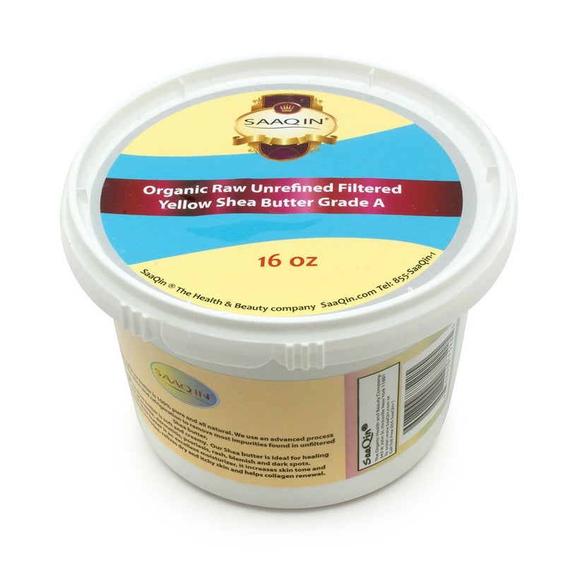 Saaqin Raw Unrefined CREAMY FILTERED Shea Butter 16 Oz AND 1 Lb of Raw Black Soap - Image 3