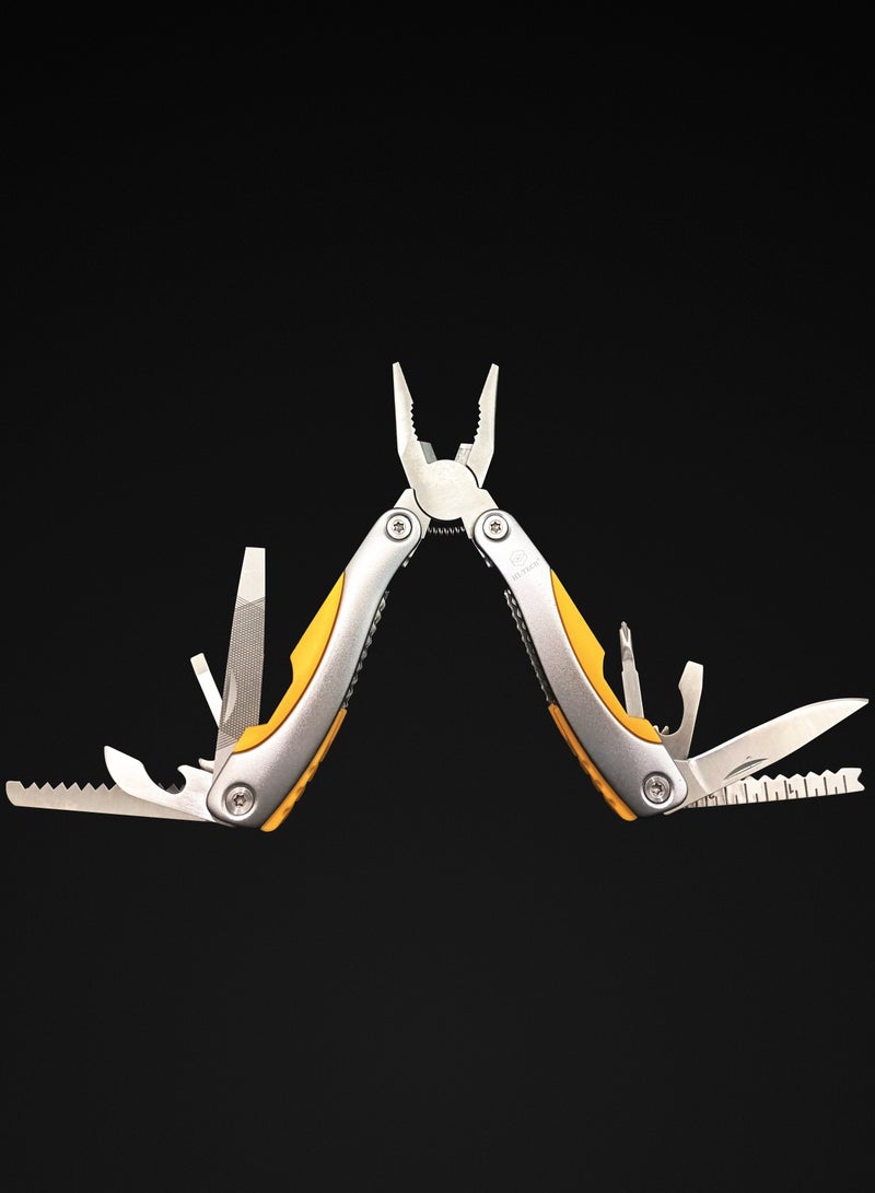 هاي-تيك أداة متعددة الأغراض HI-TECH مكونة من 15 في 1 - أداة متعددة الأغراض - كماشة ذات مقدمة إبرة، مفكات، قاطعة أسلاك، سكين، فتاحة زجاجات، منشار، قشارة سمك، والمزيد - أداة مدمجة ومتينة للاستخدام المنزلي . - Image 1