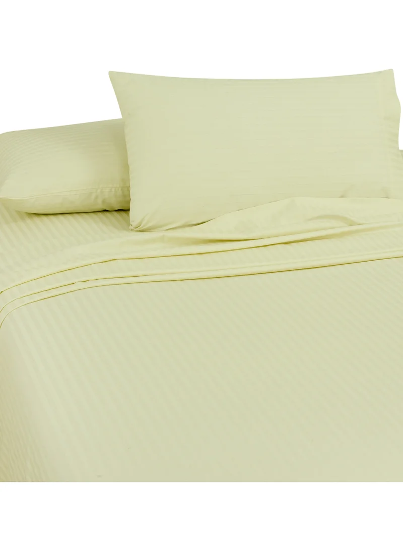 Bliss Casa Bliss Casa 3 Pieces 1cm Stripe Bed Sheets Queen (155x200+30 cm) - Soft Satin Sheet Set with Pillowcases - Deep Pocket, Hotel Collection, Luxury Bedding Set include 1 fitted Sheet, 2 Pillowcases -Cream