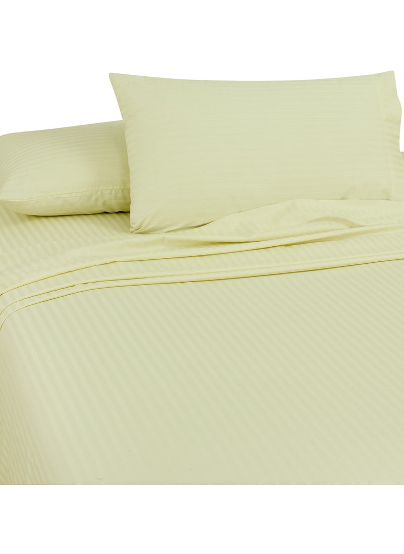 Bliss Casa Bliss Casa 3 Pieces 1cm Stripe Bed Sheets Queen (155x200+30 cm) - Soft Satin Sheet Set with Pillowcases - Deep Pocket, Hotel Collection, Luxury Bedding Set include 1 fitted Sheet, 2 Pillowcases -Cream  - Image 2