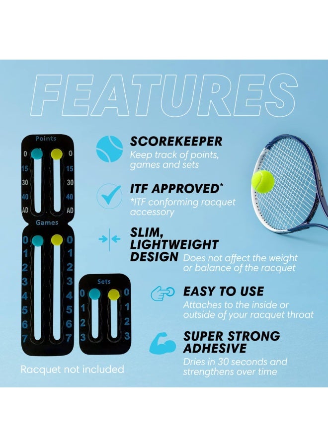 Portable Tennis & Padel Racket Scorekeeper, Ultra‑Light 1.9g Mini Score Board for Points Games Sets, ITF Conforming - Image 4