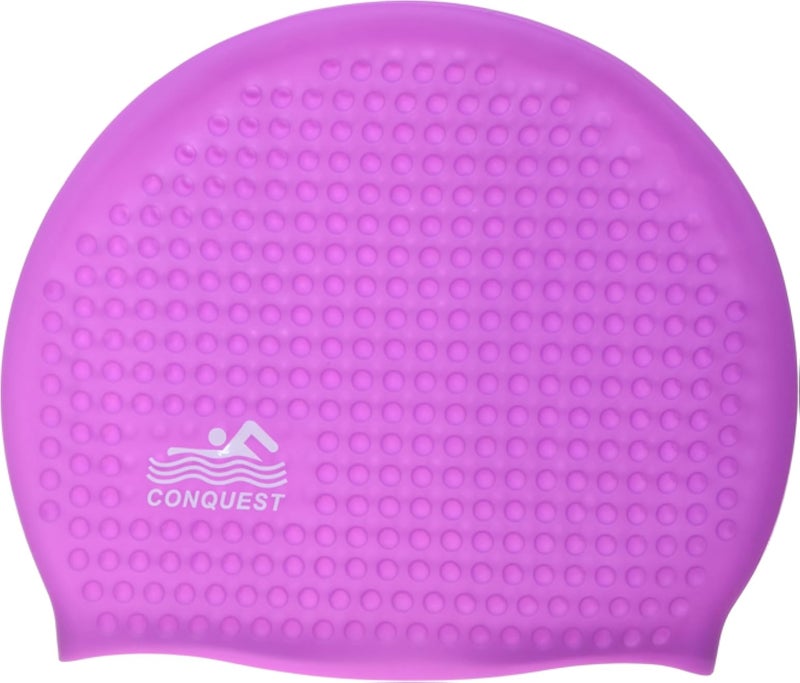 Silicone Swimming Training Head Cover With Small Scars Design To Prevent Slip - Mauve