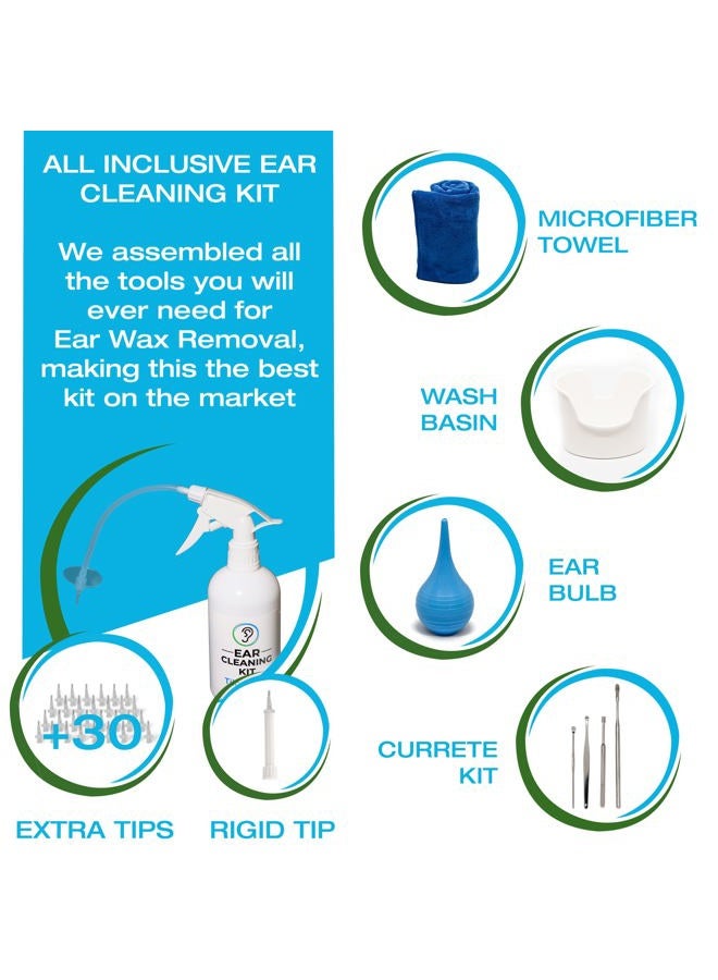 Tilcare Ear Wax Remover - Ear Wash System for Adults & Children - Perfect Ear Cleaning Kit - Includes Basin, Syringe, Curette Set, Towel and 30 Disposable Tips - Image 2