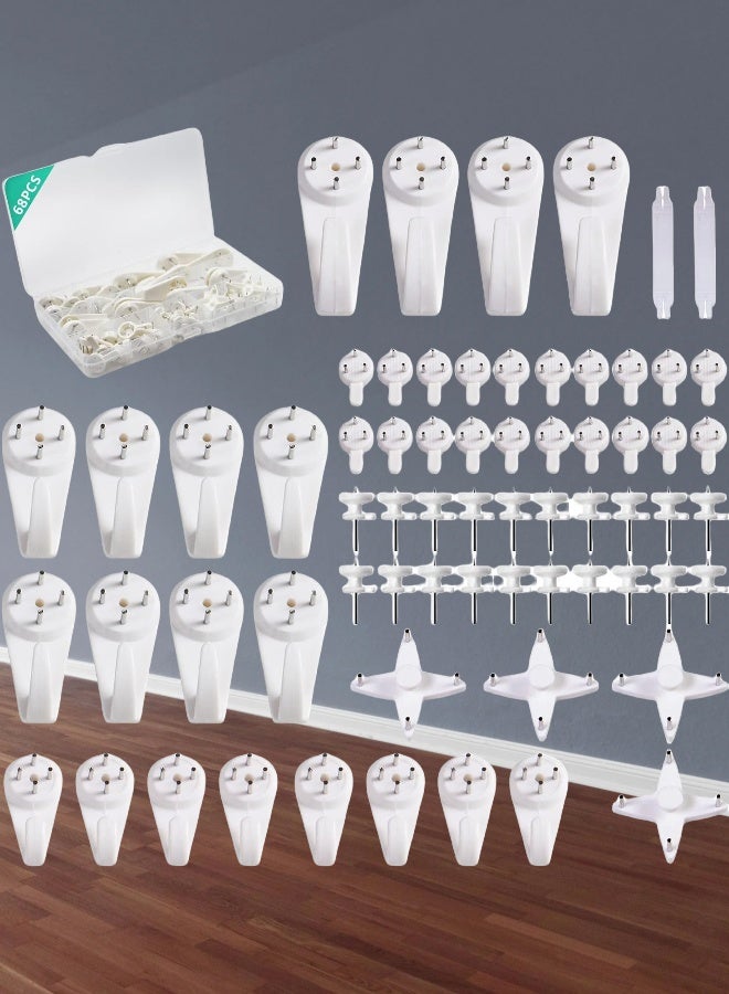 68-Piece No Damage Picture Hanging Kit - Invisible Wall Nails for Concrete, Hardwall, Cement Walls - Image 2