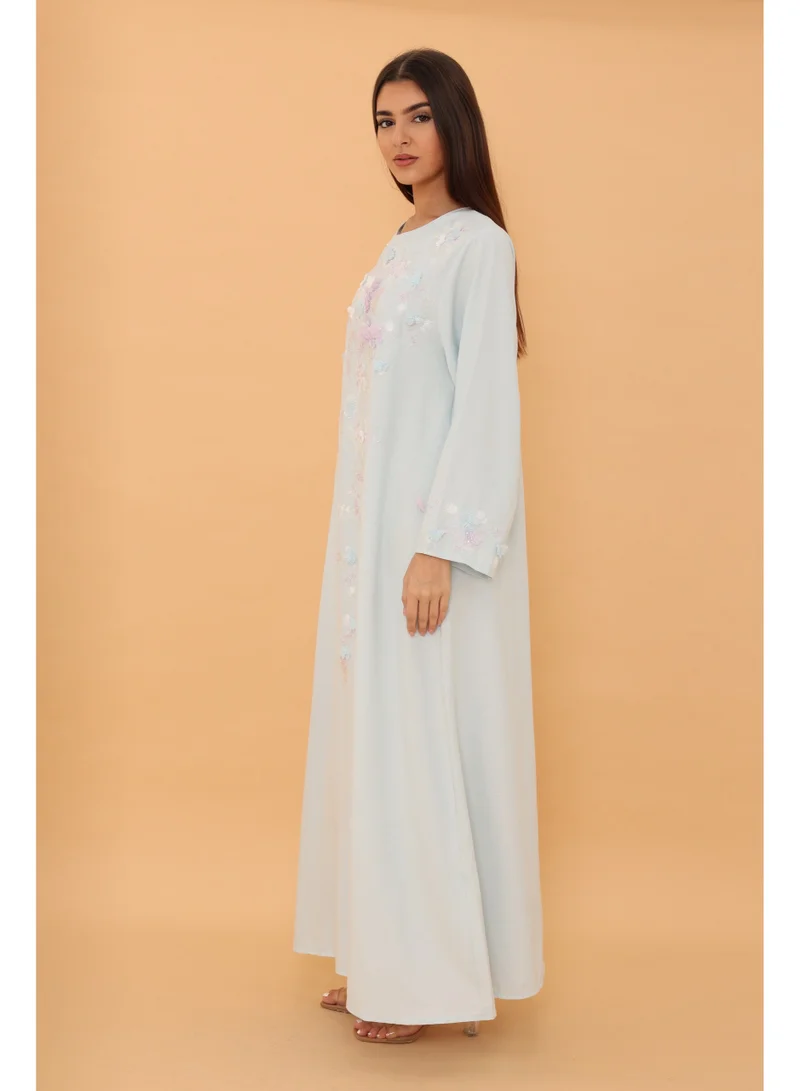 IKKXA  Sand Pastel Blossom Jalabiya IK1114 Blue  | Best Price UAE