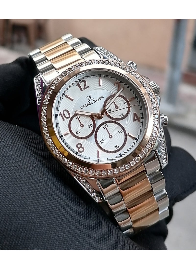 DANIEL KLEIN Silver Rose Steel Strap Women's Wristwatch Waterproof  - Image 1