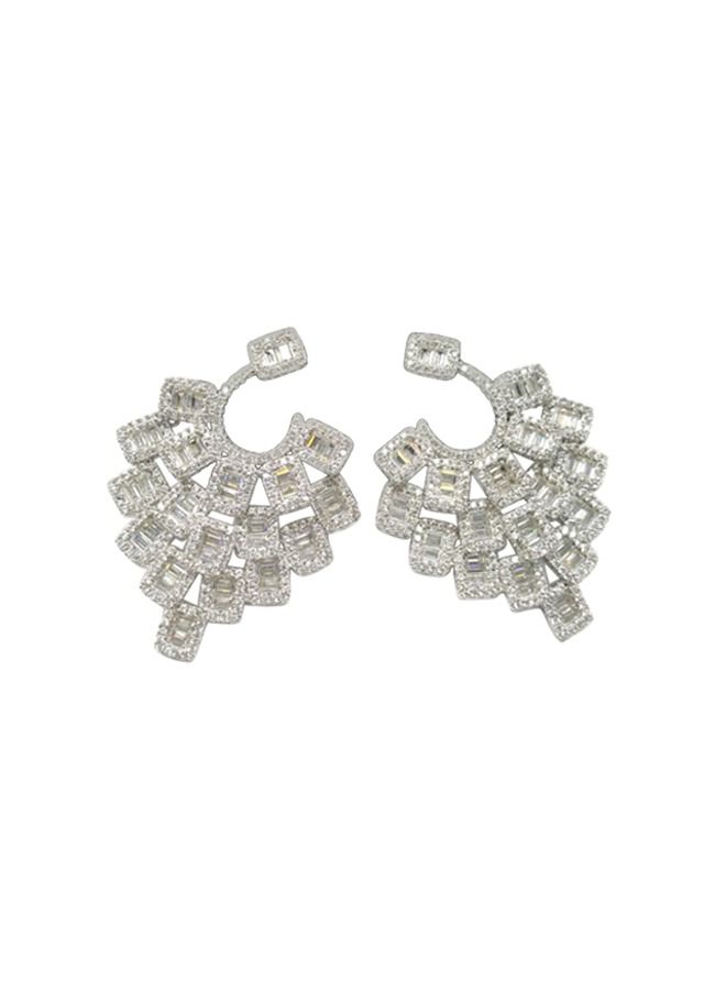 Glamsouq CZ White Gold Plated Water Drop Earrings 