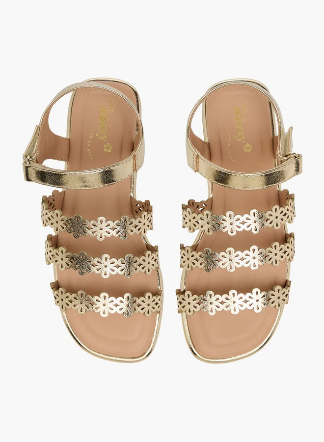Little Missy Gold Girls Floral Cutout Sandals for Women | Best Price UAE