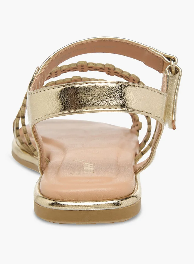 Little Missy Gold Girls Floral Cutout Sandals for Women | Best Price UAE